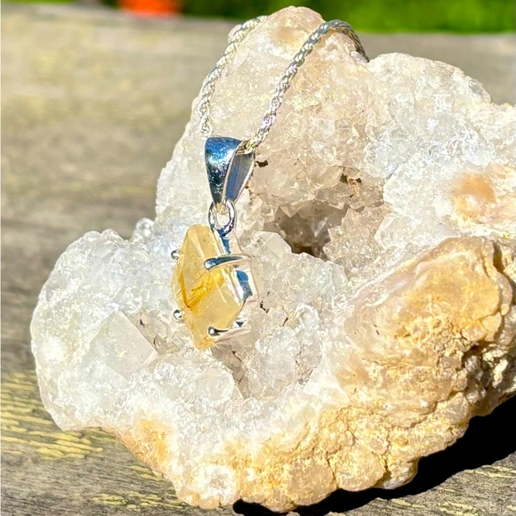 Golden Rutilated Quartz Necklace - Picture 2 of 15